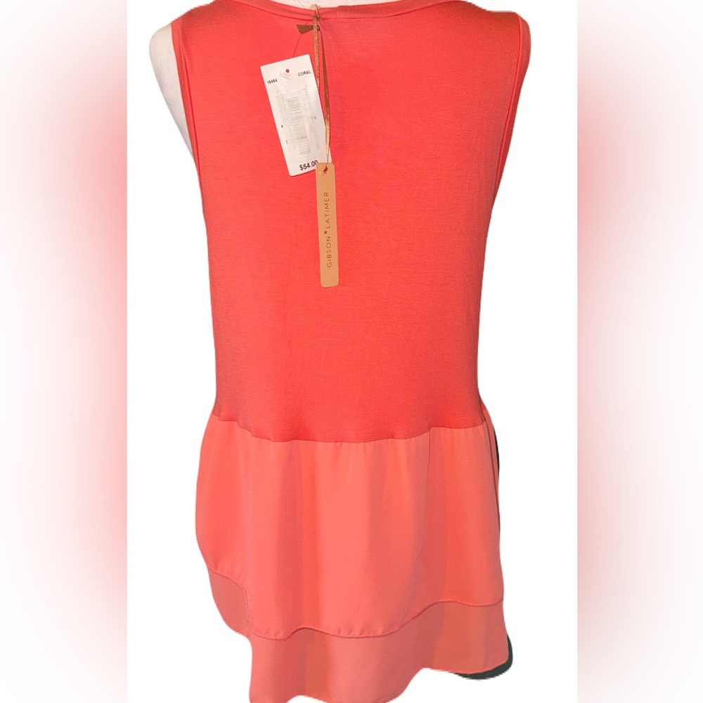 Gibson Latimer Coral Peplum Tank Top NWT Size M - Picture 4 of 11